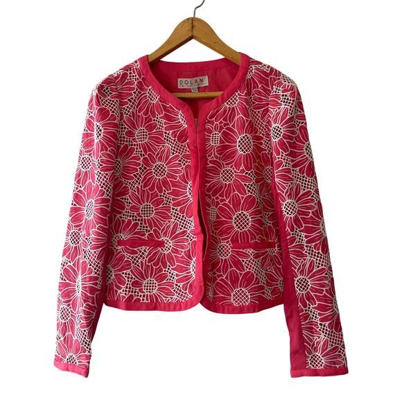Anthropologie NWT Dolan Pink & White Linen Cutwork Jacket Size M - Picture 4 of 10